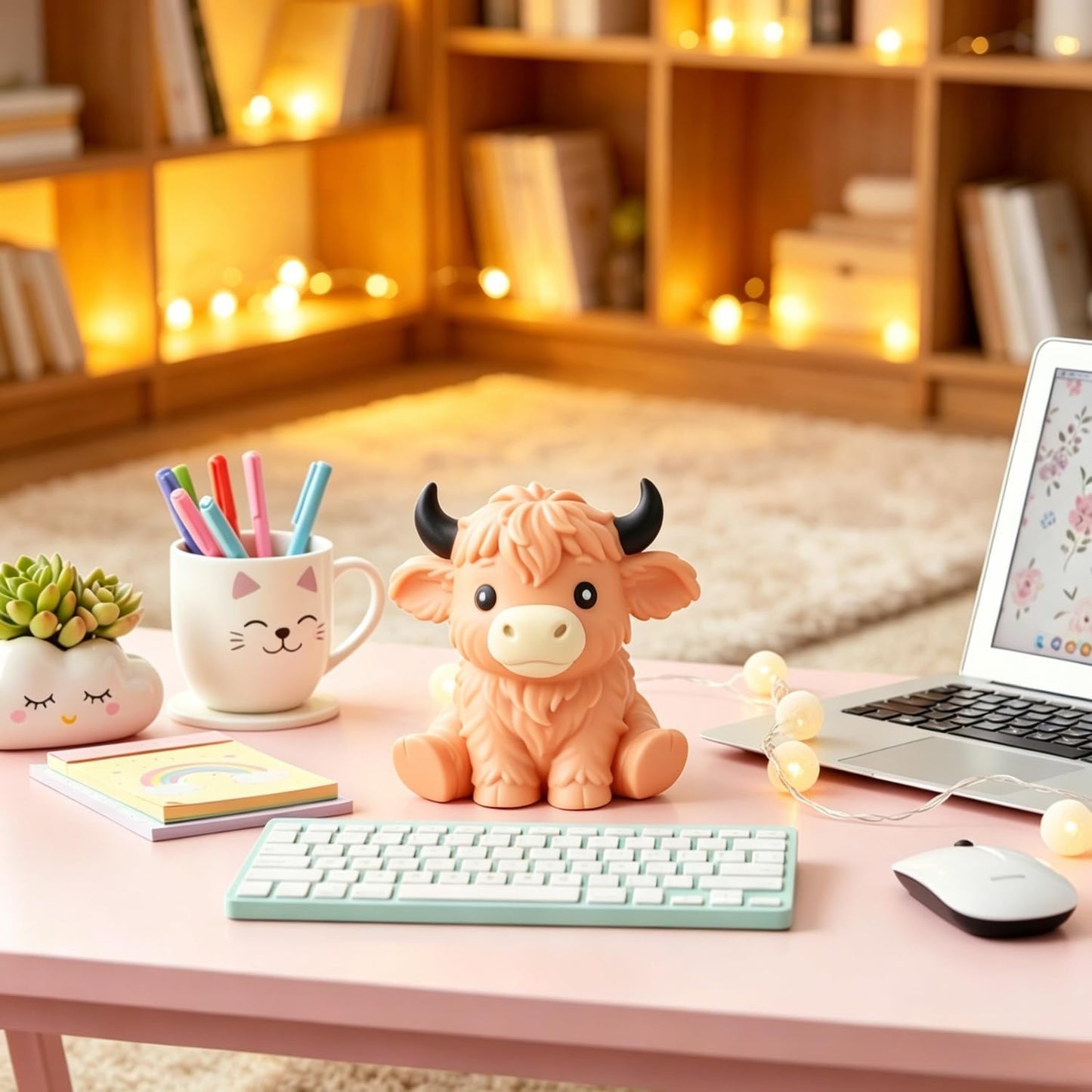 Giant Highland Cow Squishy Stress Relief Ball - Jumbo Soft Slow Rising Anxiety Toy for Parties and Favors