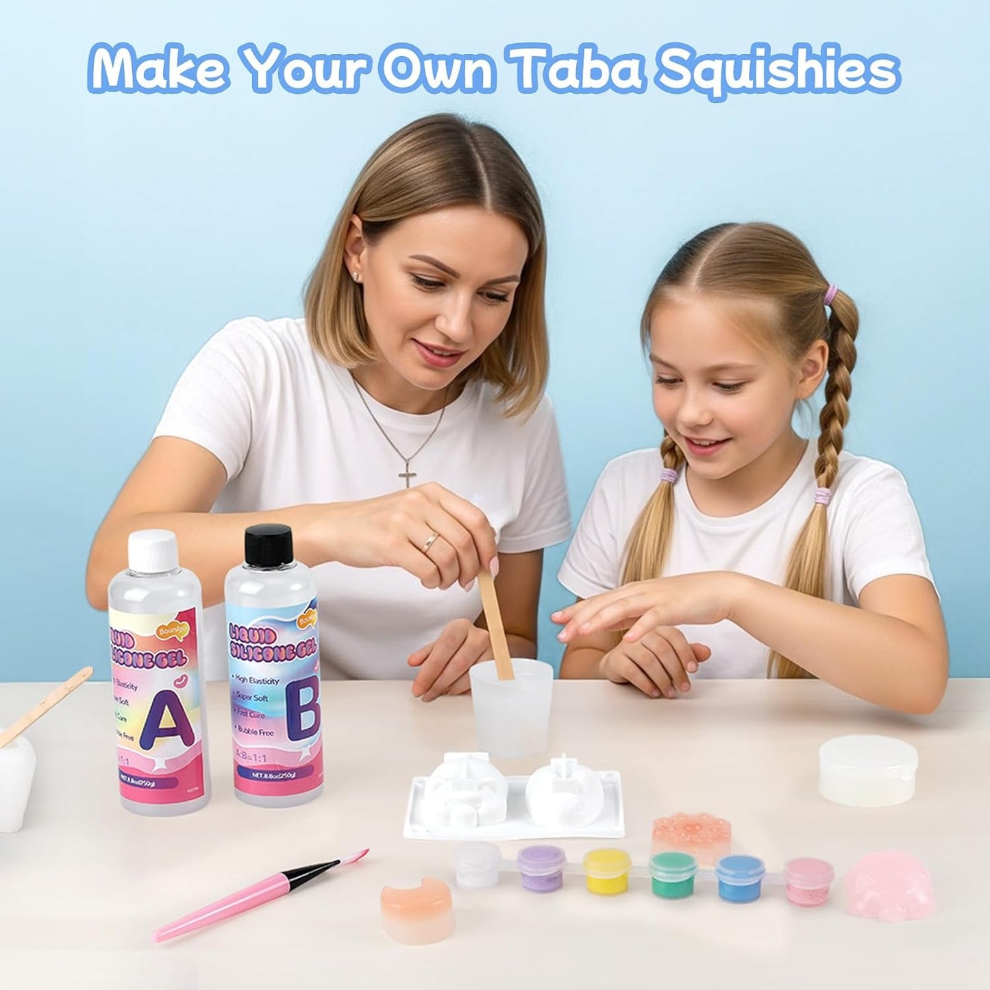 Taba Squishy Making Kit - 18oz 1:1 AB Ratio Epoxy Resin with Silicone Molds for Hamster, Pig, Rabbit, and Cat Paws