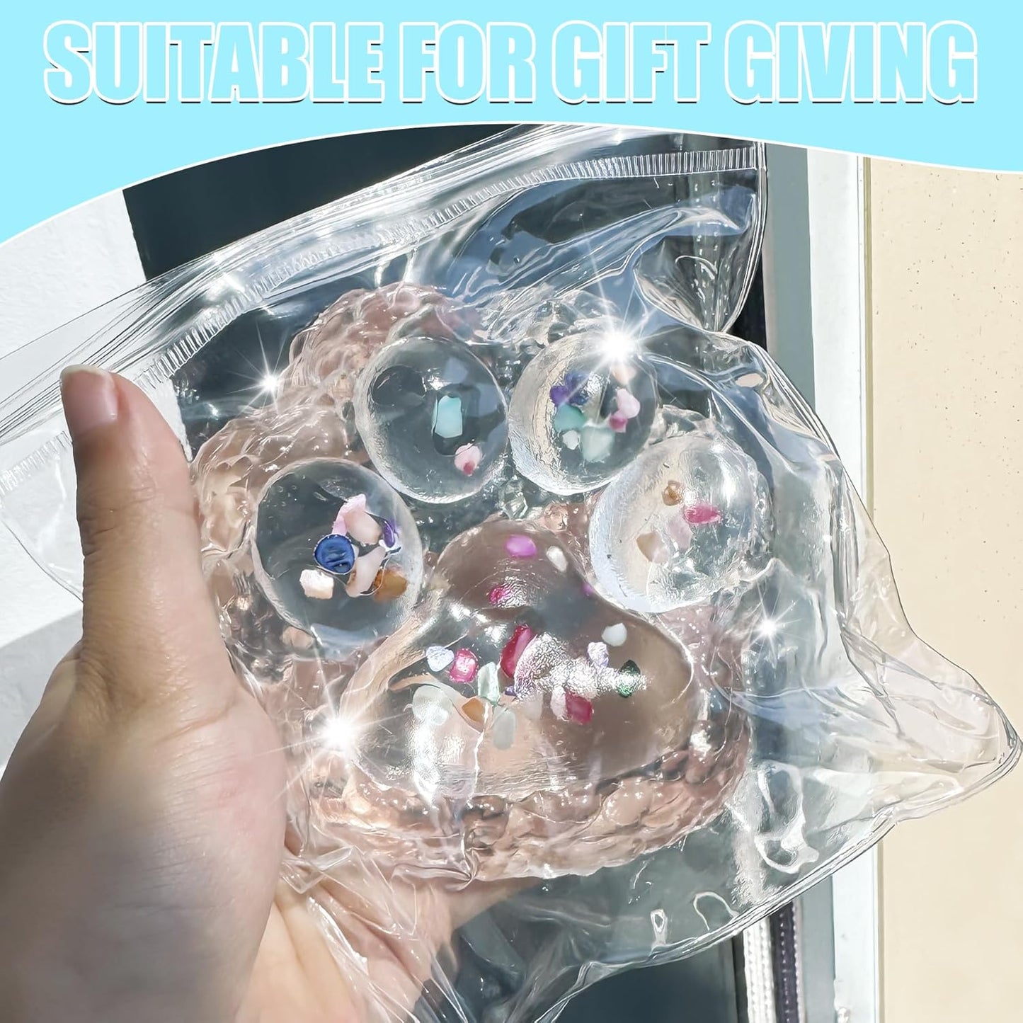Big Taba Squishy Paw, 4.2In Clear Cat Paw Squeeze Toys, Sticky Squishy Toy | Soft Stress Relief Fidget Sensory Toys, Executive Desk Toys & Party Favors for Kids & Adults