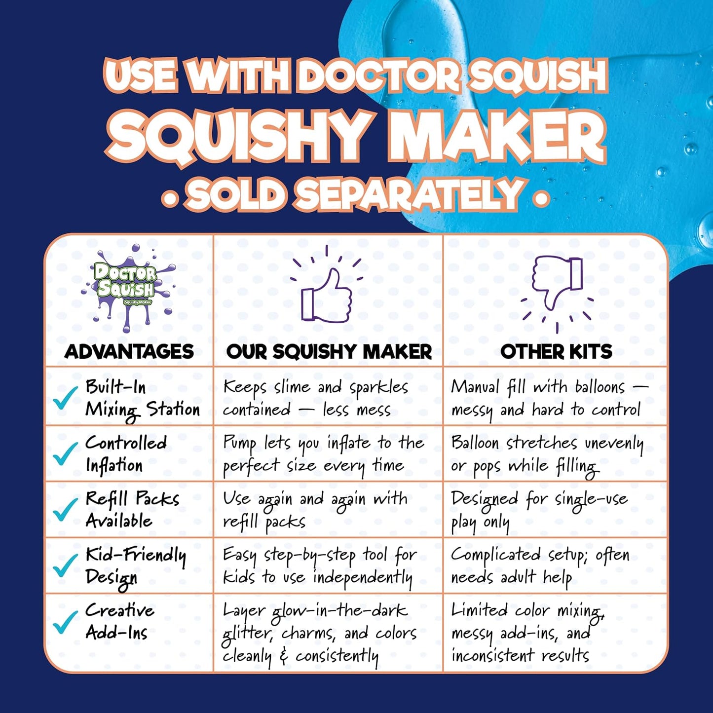 Squishy Maker Neon Refill Pack | DIY Squishy Creation Kit with 6 TPR Balloons, 6 Reusable Clips, Glow-in-the-Dark Sparkles, and Slime Powder | Ideal for Ages 8 and Up | One Pack