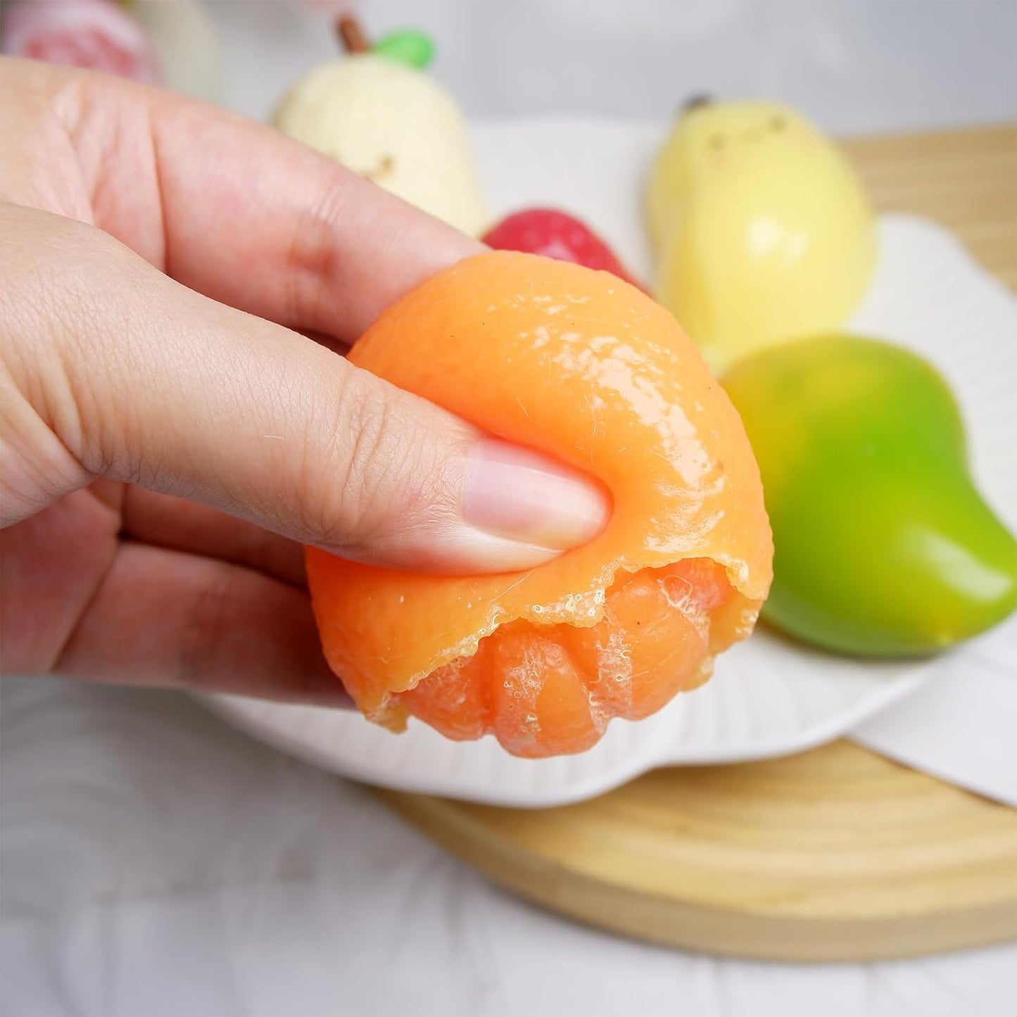 Set of 5 Handmade Fruit Squishies for Stress Relief and Fidgeting, Including Strawberry, Banana, and Mango, Ideal for Party Favors in OPP Packaging