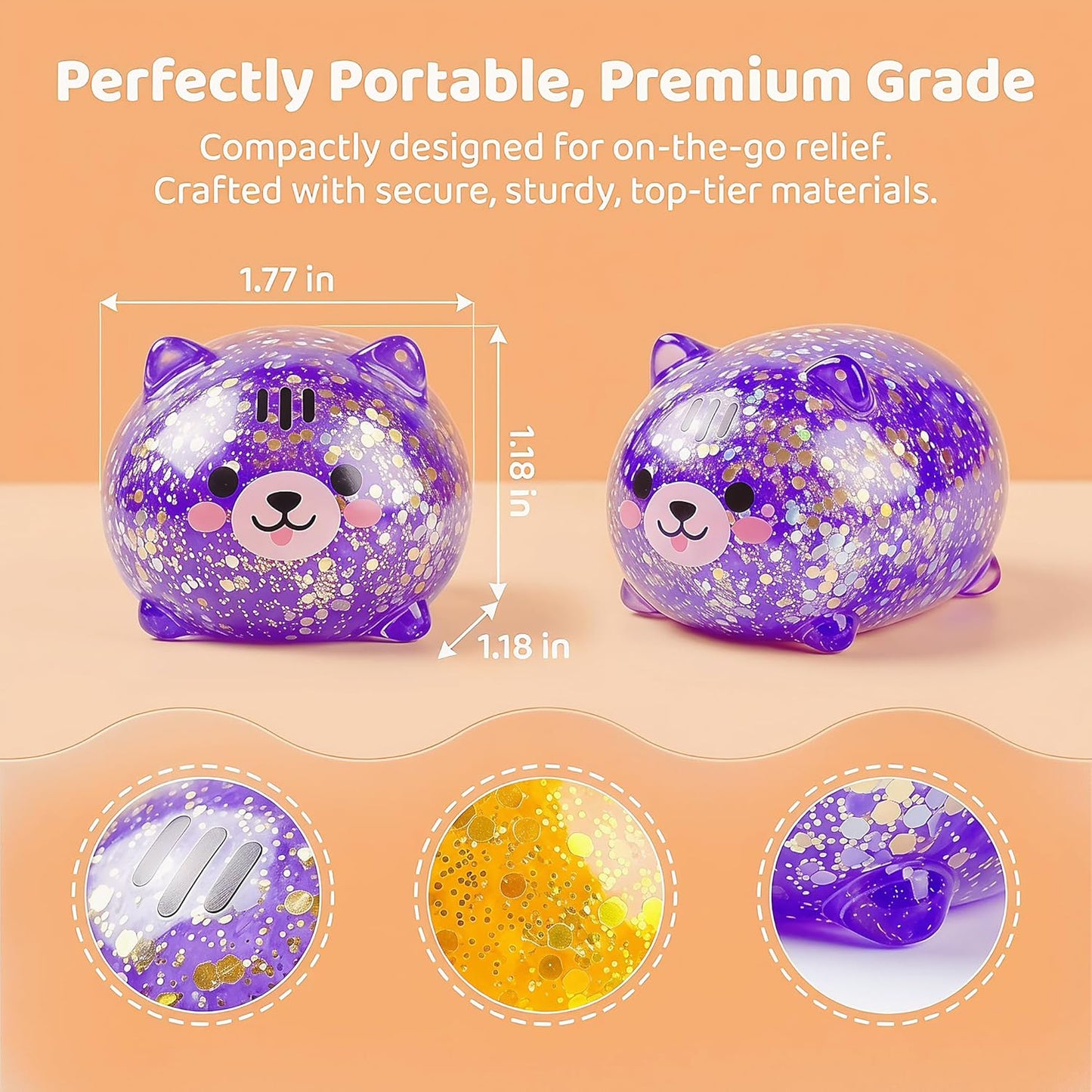 4 Pack Squishy Shiba Inu Stress Ball, Miniature Figurines & Desk Decor | Glitter Shiba Inu Squishy Balls Home & Garden Decoration Tiny Shiba Inu Squishy for Adults, Party Favors & Birthday Gifts