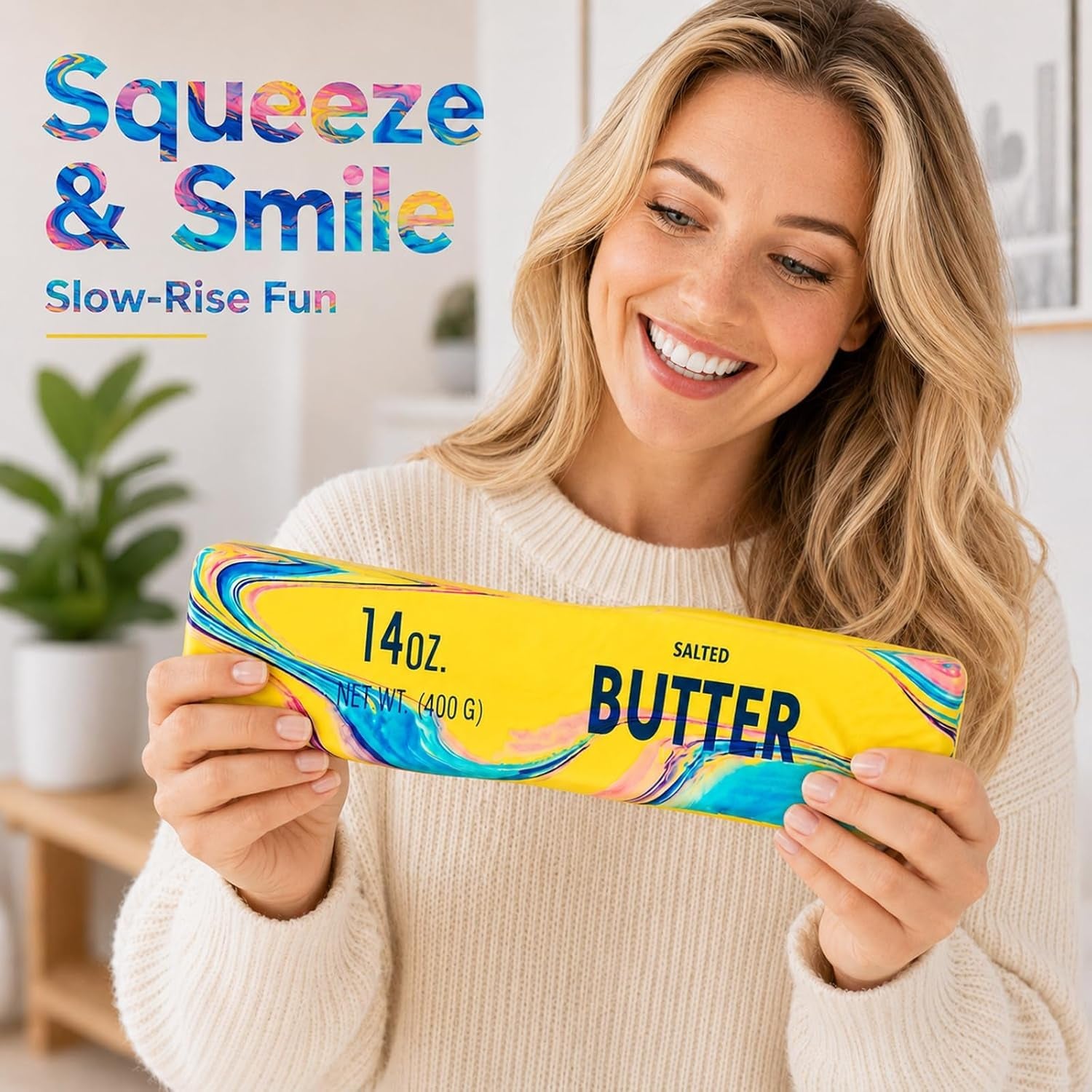 Giant Butter Squishy - 14oz Jumbo Slow Rising PU Foam Fidget Toy for Anxiety and Sensory Stress Relief for Adults, 2026 Edition