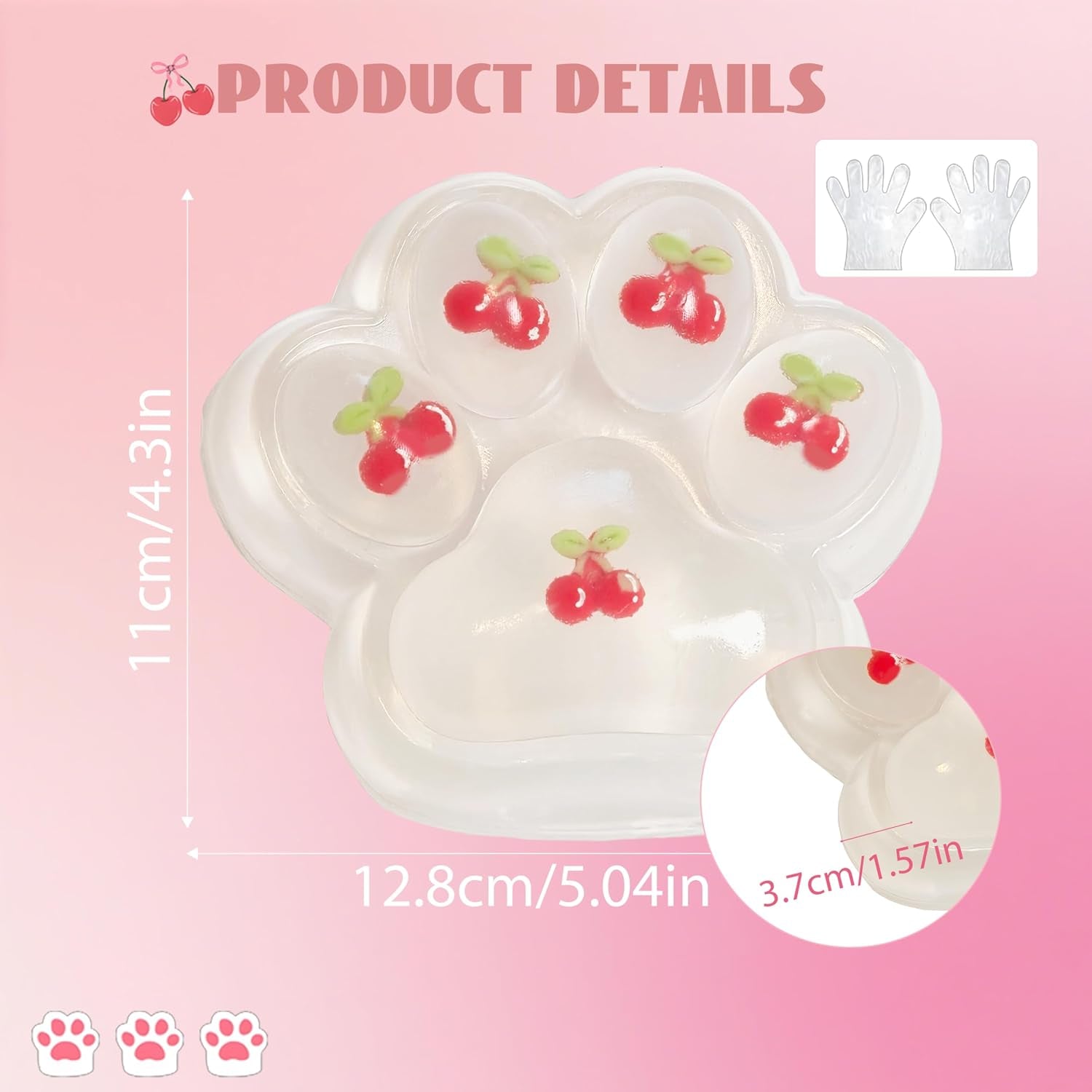 Large 5-Inch Cherry Cat Paw Taba Squishy Squeeze Toy - Cute Fufu Sensory Stress Relief Fidget for Adults and Party Favors