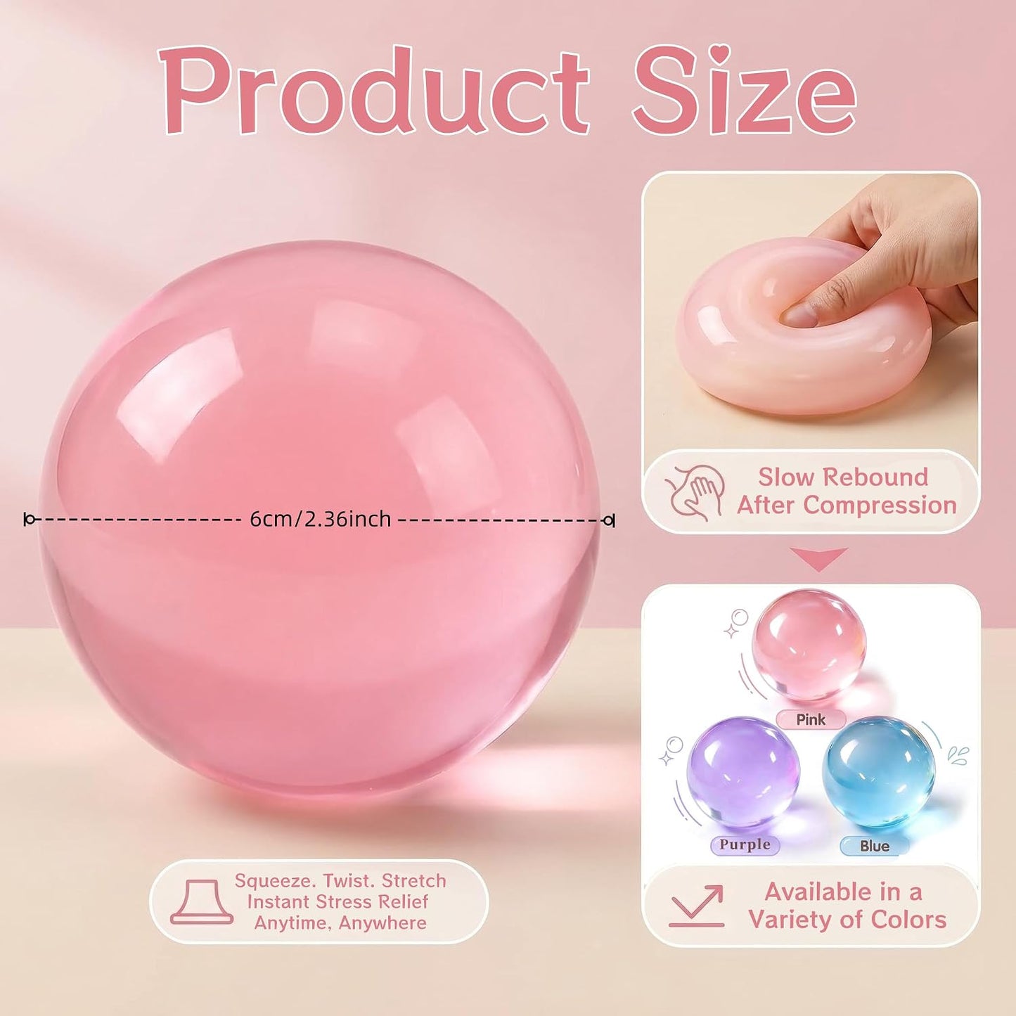 Coconut Oil Infused Slow Rising Fidget Toys for Stress Relief | Purple Stress Ball and Sensory Squeeze Toys for Adults and Kids, Ideal Party Favors for Anxiety Management