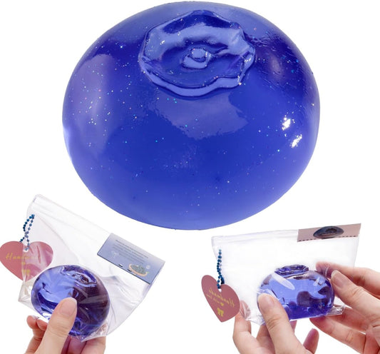 Handcrafted Silicone Taba Clear Blueberry Jumbo Squishy Toy - Safe, Non-Toxic Stress Relief and Fidgeting Aid for Kids and Adults