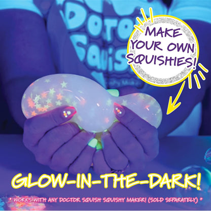 Squishy Maker Neon Refill Pack | DIY Squishy Creation Kit with 6 TPR Balloons, 6 Reusable Clips, Glow-in-the-Dark Sparkles, and Slime Powder | Ideal for Ages 8 and Up | One Pack