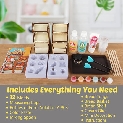 Mini Bakery Taba Squishy Craft Kit: DIY Mini Food Squishies with 12 Molds for Adults