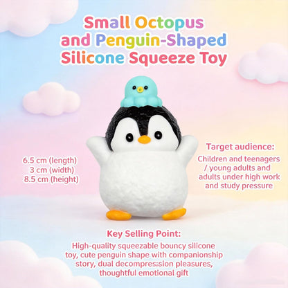 Slicone Taba Squishy, Stress Ball,Calming Fidget Toy, Penguin | FUFU Squishies Silicone Toys, Stress Relieving Fur Ball, OPP Packaging Gifts, Fidget Toys for Anxiety & Relaxation