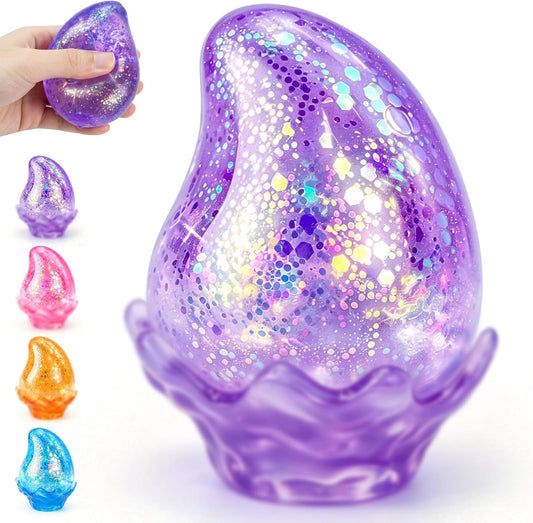 Raindrop Squishy Stress Relief Cube - Soft Sensory Calming Toy for Kids and Teens, Ideal for Party Favors and Classroom Prizes - Purple