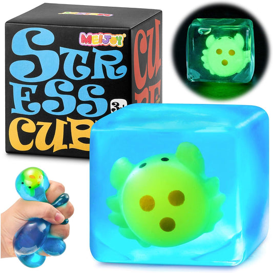 Glow in the Dark Crab Stress Relief Fidget Cube - Sensory Squishy Toy for Kids and Adults, Ideal for Autism and Anxiety Management, Perfect for Easter Basket Stuffers