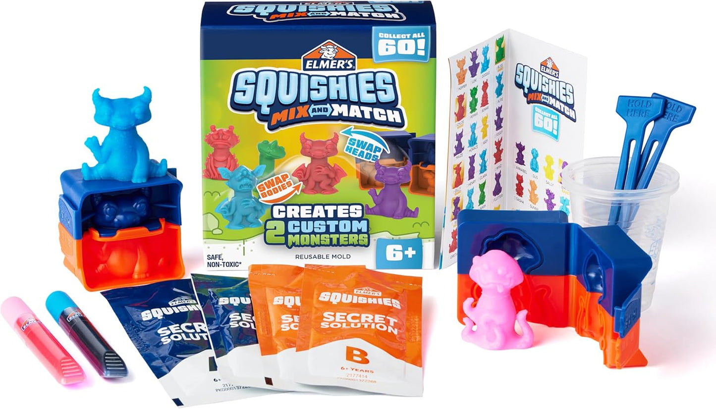 Elmer's Squishies DIY Mix and Match Kit for Kids - Create 2 Unique Characters with 12-Piece Set