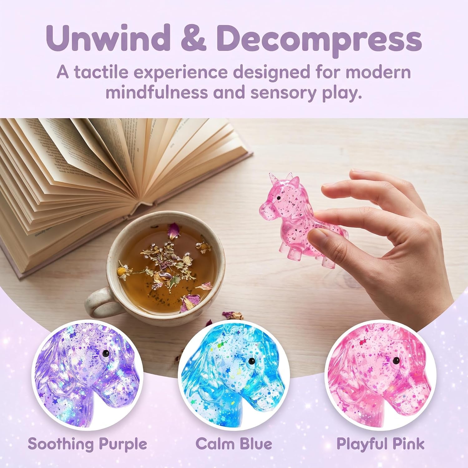 Pink Unicorn Stress Relief Squishy Ball - Glitter Sensory Figurine for Tactile Enjoyment and Party Favors