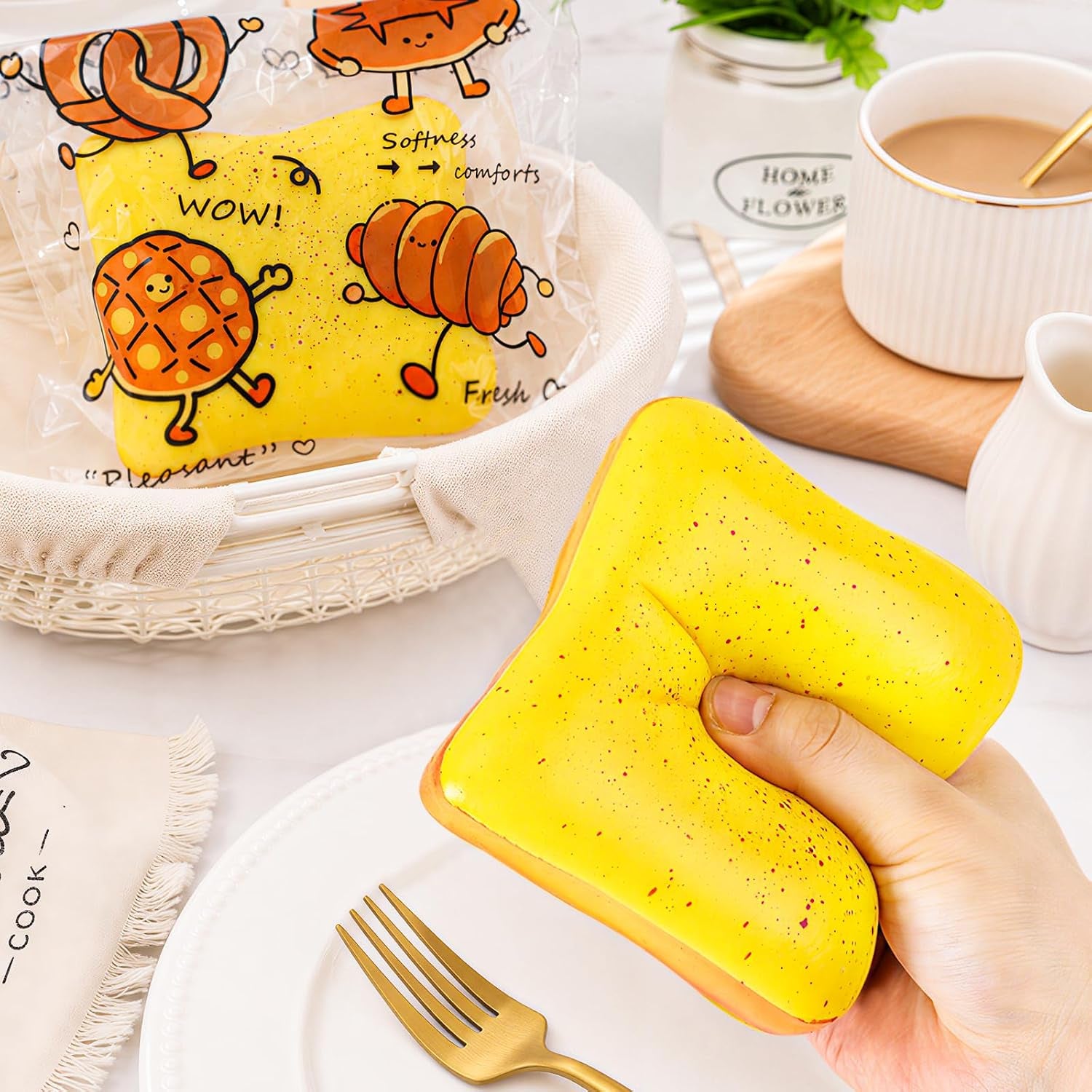 Bread Butter Squishy Slow Rising Stress Relief Fidget Toy (Yellow) | Soft Sensory Squishies for Anxiety Relief and Party Favors for All Ages