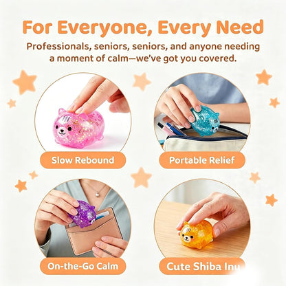 4 Pack Squishy Shiba Inu Stress Ball, Miniature Figurines & Desk Decor | Glitter Shiba Inu Squishy Balls Home & Garden Decoration Tiny Shiba Inu Squishy for Adults, Party Favors & Birthday Gifts
