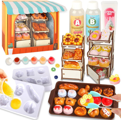 Mini Bakery Taba Squishy Craft Kit: DIY Mini Food Squishies with 12 Molds for Adults