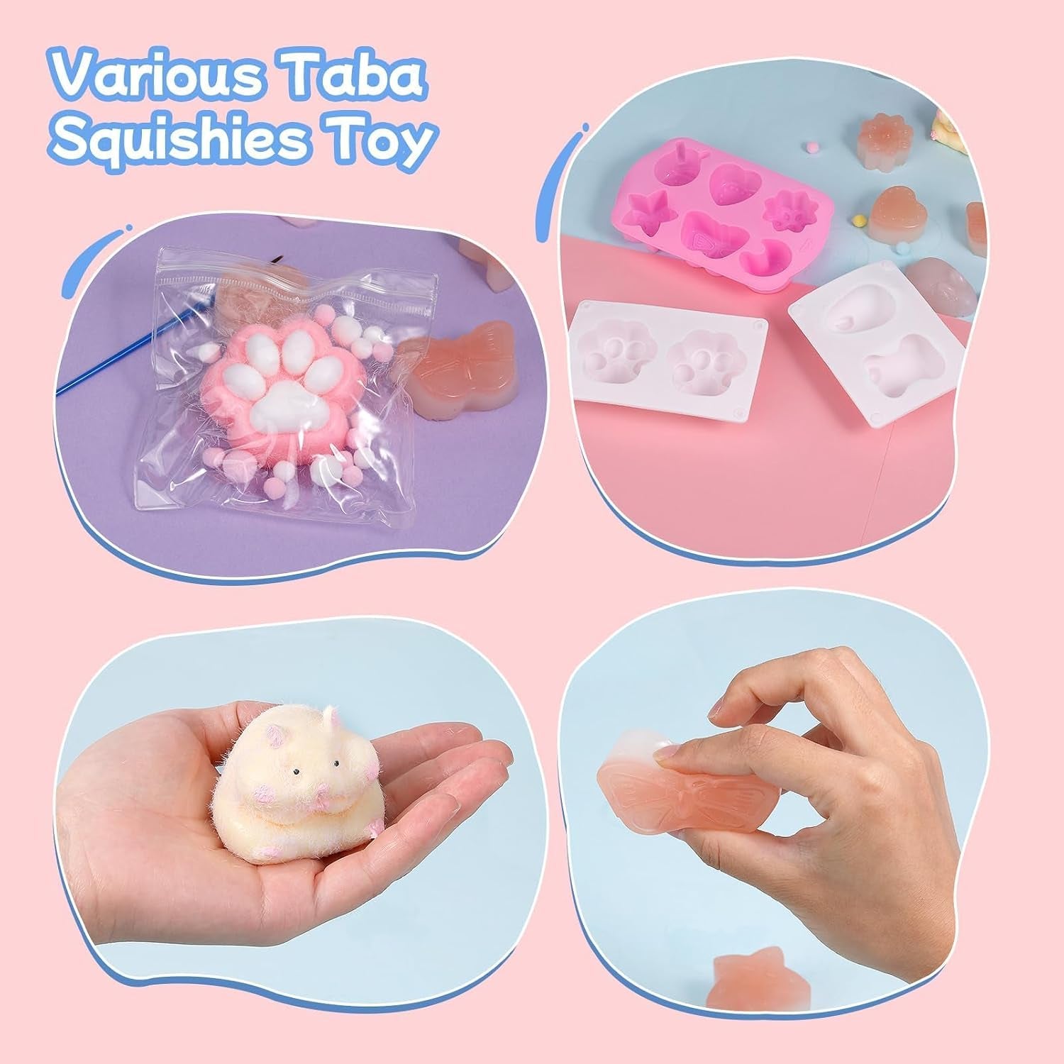 Taba Squishy Making Kit - 18oz 1:1 AB Ratio Epoxy Resin with Silicone Molds for Hamster, Pig, Rabbit, and Cat Paws