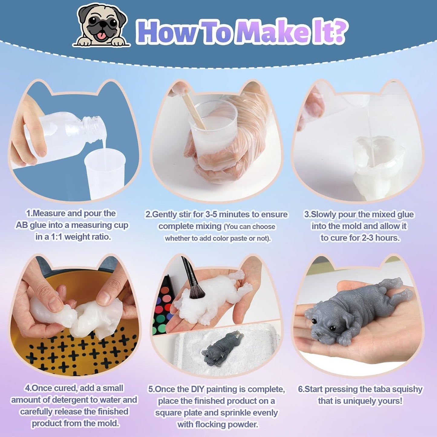 DIY Taba Squishy Kit with Animal Molds - Complete Squishy Making Set with 1:1 AB Liquid Silicone Gel (14Oz) for Custom Creations and Gifting