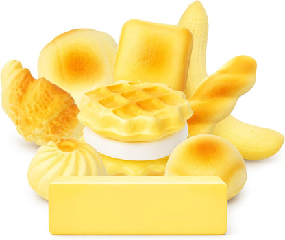 Butter Squishy Toys, 9 Pack Slow Rising Food Squishies Set | Soft Kawaii Food Squishies with Bread, Cake & Fruit Designs, Perfect Fidget Toys for Stress Relief, Relaxation and Play