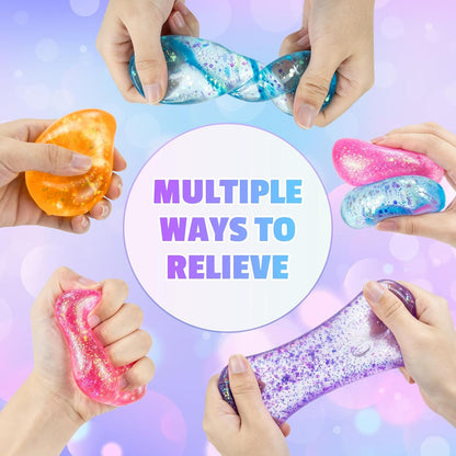 Raindrop Squishy Stress Relief Cube - Soft Sensory Calming Toy for Kids and Teens, Ideal for Party Favors and Classroom Prizes - Purple