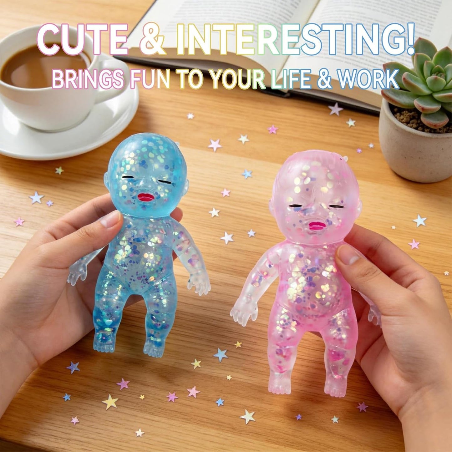 3PCS Squishies Glittery, Slow Rising Squishies, Desk Decor & Anxiety Relief | Soft Squeezable Fidget Toy, Ideal for Birthday Gifts, Party Favors, Easter Basket Stuffers