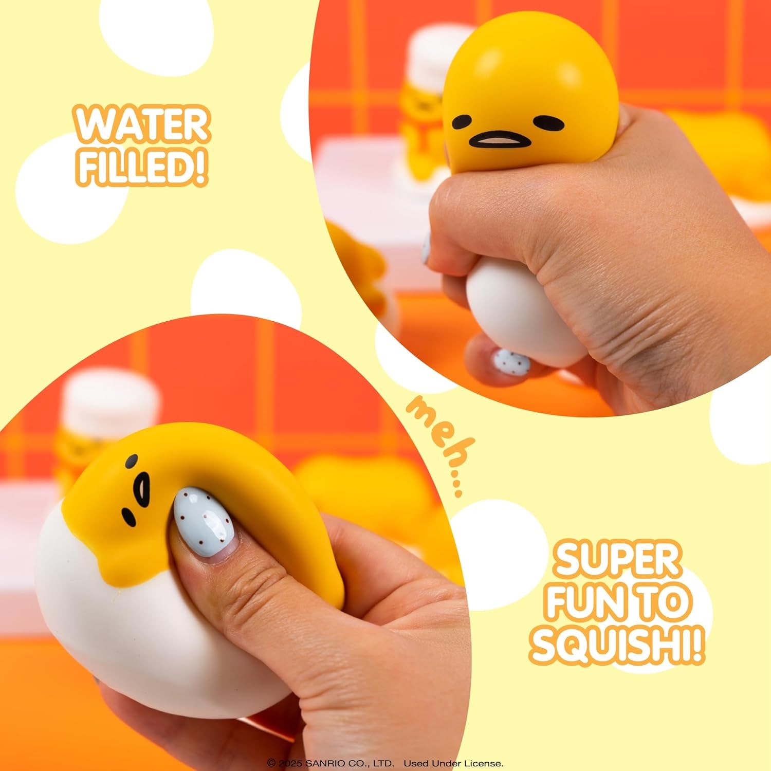 Sanrio Gudetama Lazy Egg Series 2 Squishy Capsule - Water-Filled Stress Relief Toy, Mystery Blind Capsule, Ideal for Birthdays, Party Favors, and Gift Baskets