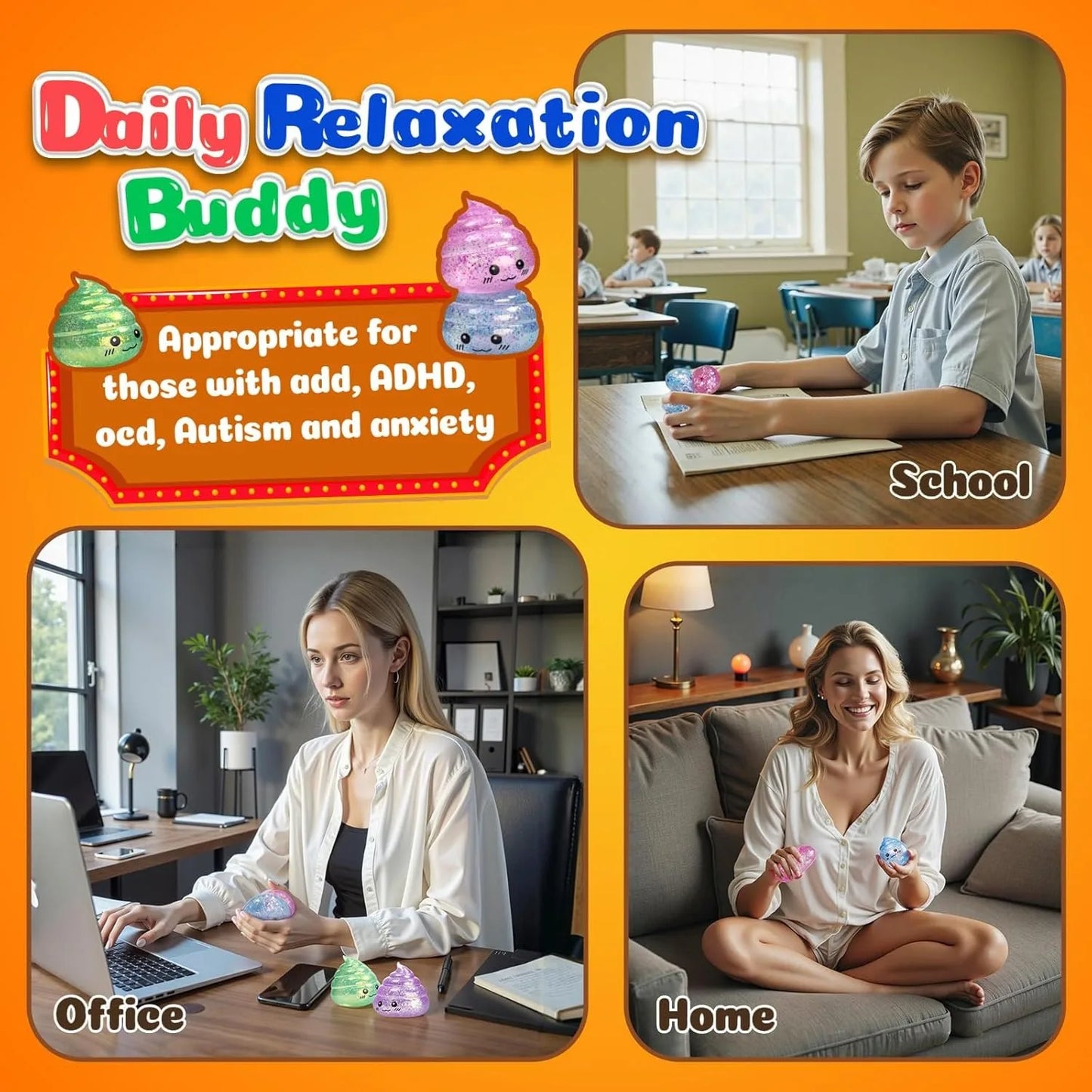 Glitter Squishy Stress Ball - Fidget Toy for Relaxation and Entertainment for All Ages