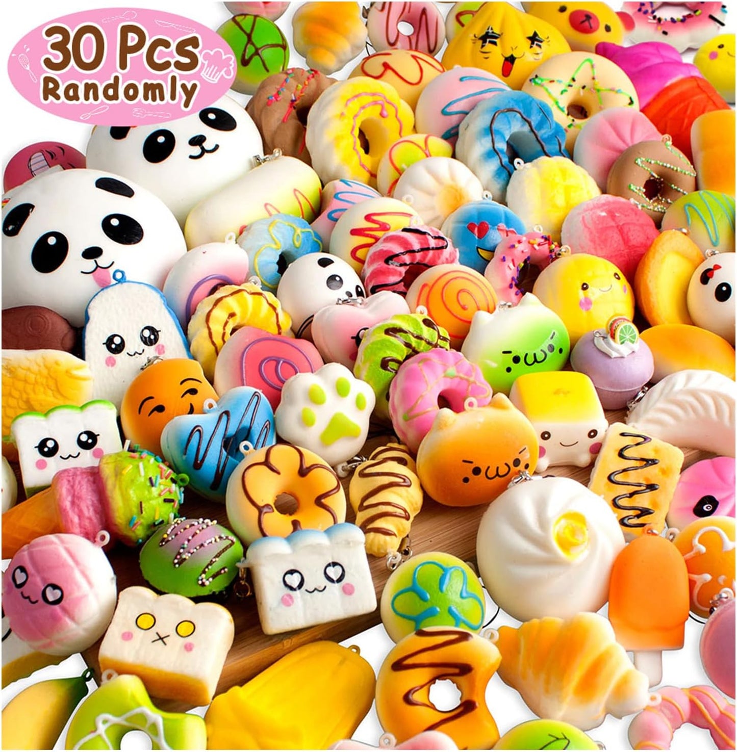 30-Piece Assorted Foam Squishies - Slow Rising Sensory Stress Ball Toys for Kids and Adults, Ideal for Party Favors, Stocking Stuffers, Birthday Celebrations, Piñatas, Easter Baskets, and Christmas Gifts