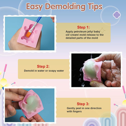 Taba 500G DIY Squishy Making Kit - 1:1 AB Liquid Silicone with Bubble-Free Curing, Includes 6 Molds and Flocking Powder for Stress Relief Gifts