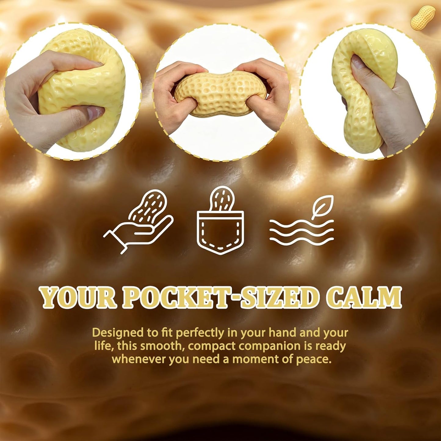 Peanut-Shaped Stress Relief Ball - Soft TPR Fidget Toy for Anxiety Relief and Hand Relaxation, Ideal for Desk Decor and Gift (1 Piece)