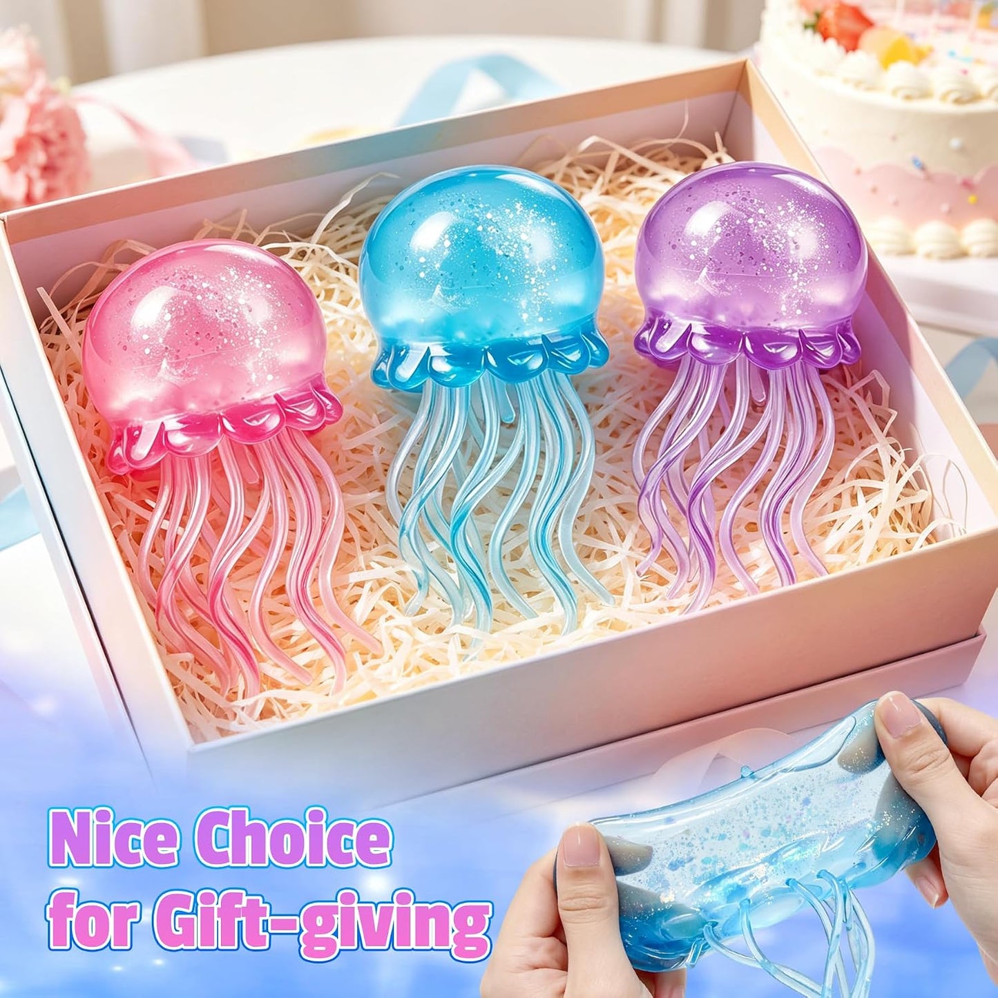 Jellyfish Squishy Squeeze Toy - 3.78 Inch Slow Rise Sensory Fidget Toy, Ideal for Parties, Classrooms, and Family Gifts - Suitable for Adults, Teenagers, and Children (Pink)