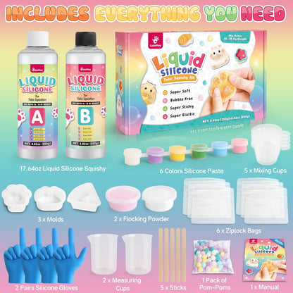 Taba Squishy Making Kit for Children - Crafting Set for Girls Aged 8-12 | 18OZ Rubber with Beginner's Guide and Molds - Ideal Arts and Crafts Gift for Birthdays