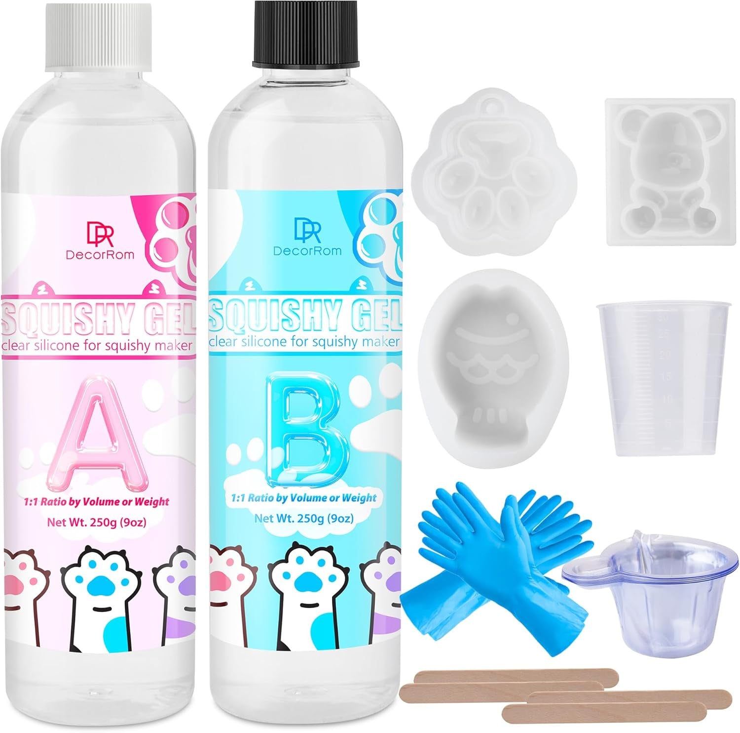 Liquid Silicone for Taba Squishy Kit - 18oz Transparent Fast-Curing Rubber for DIY Cat Paw Molds and Stress Relief Crafts