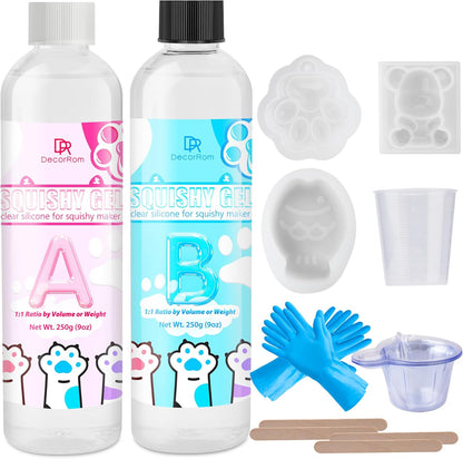 Liquid Silicone for Taba Squishy Kit - 18oz Transparent Fast-Curing Rubber for DIY Cat Paw Molds and Stress Relief Crafts