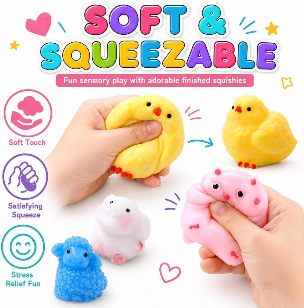 Taba Squishy Making Kit - DIY Squeeze Toy Set with 4 Molds, 18OZ Liquid Silicone, Ideal for Crafting, Party Favors, and Stress Relief Gifts