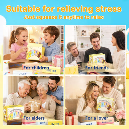 Butter Squishy 4 Pack - Slow Rising Squishy Toy，4 Squishies Butter Squeeze Toy for Stress Relief,Portable Desk Toy for Adults, Party Favors & Gifts