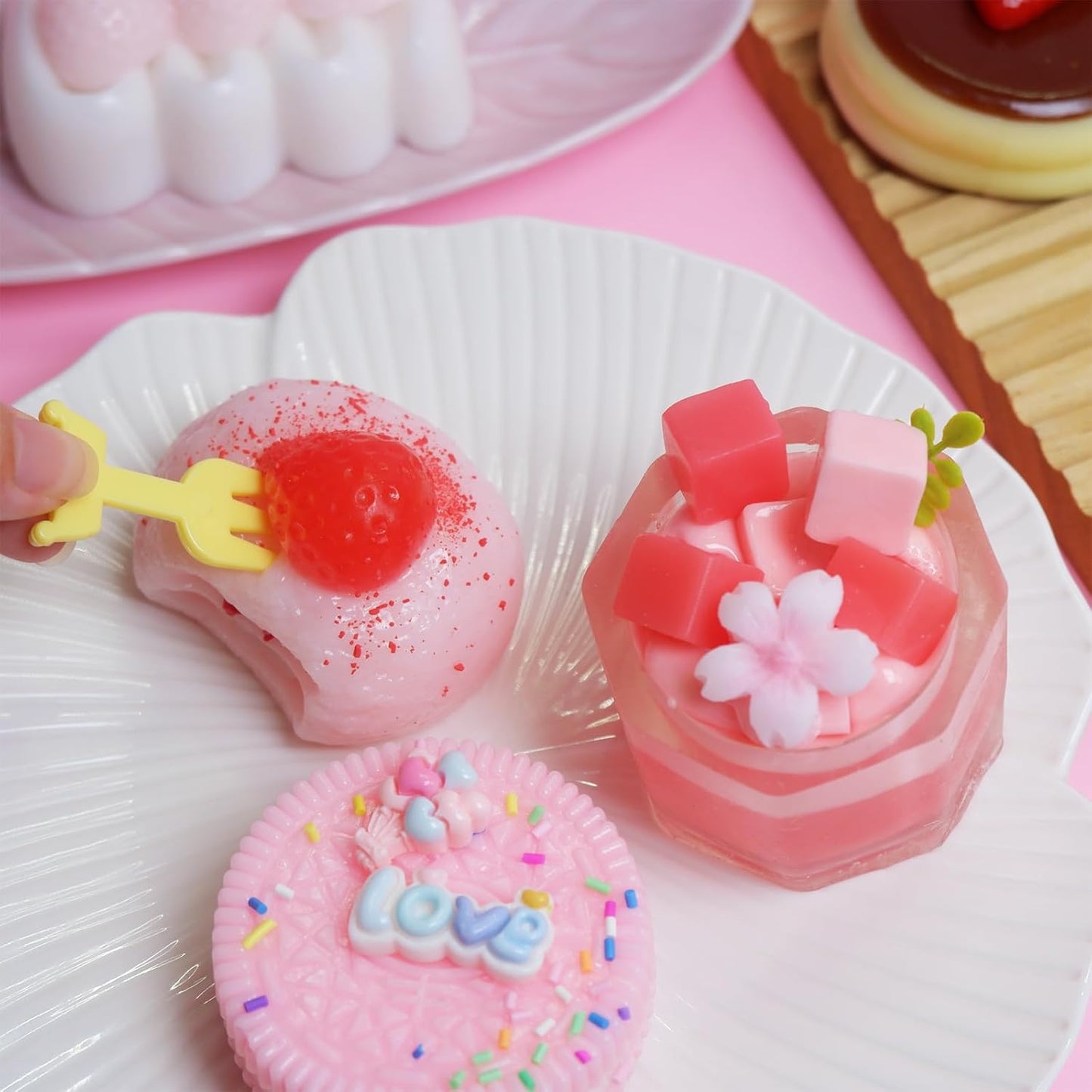 Set of 5 Handmade Taba Squishies - Ultra-Realistic Dessert Cookie Stress Relief Toys, Ideal for Fidgeting and Party Favors, Packaged in OPP