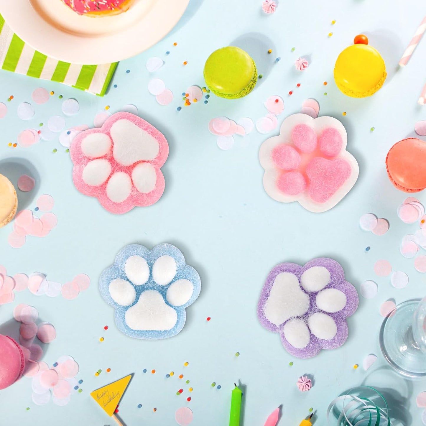 4-Pack Soft Squishy Cat Paw Stress Relief Toys for Kids and Adults - Ideal for Anxiety Management, Classroom Rewards, Birthday Gifts, and Party Favors