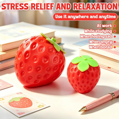 Lifelike Strawberry Squishies Squeezy Toys, 3.15 Inch Big Strawberry | Taba Squishies Sensory Toys for Kids and Adults to Relieve Stress Anxiety, Red Fruit Stress Balls, Birthdays Party Gift