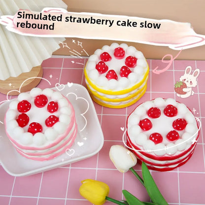 Jumbo Strawberry Cake Squishy - PU Slow Rising Stress Relief Toy for Kids