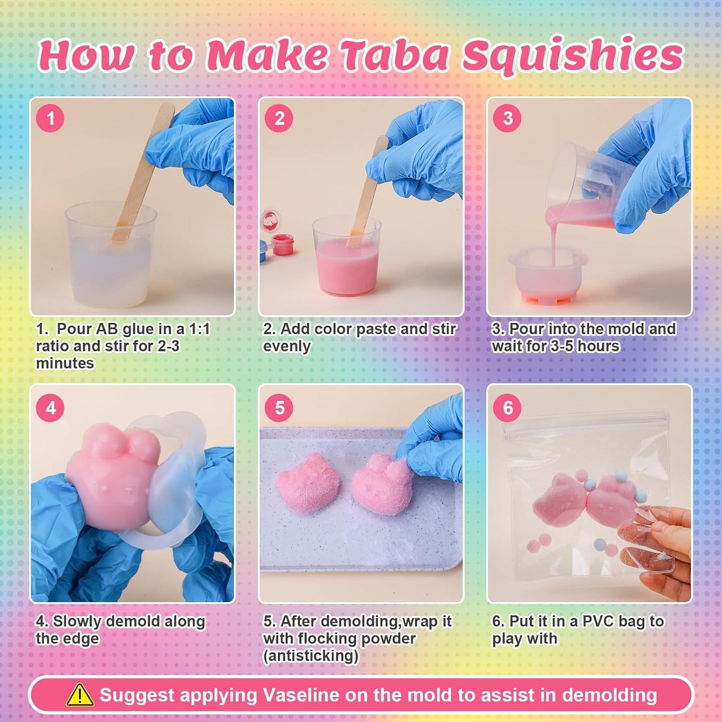 Taba Squishy Making Kit, DIY Taba Squishy Kit,18Oz Squishy 7 Molds Silicone | DIY Making Kits Liquid Silicone 1:1 AB Ratio Epoxy Resin Mix for Squishy,Stress Relief Taba Squishies,Gifts for Any Occasion