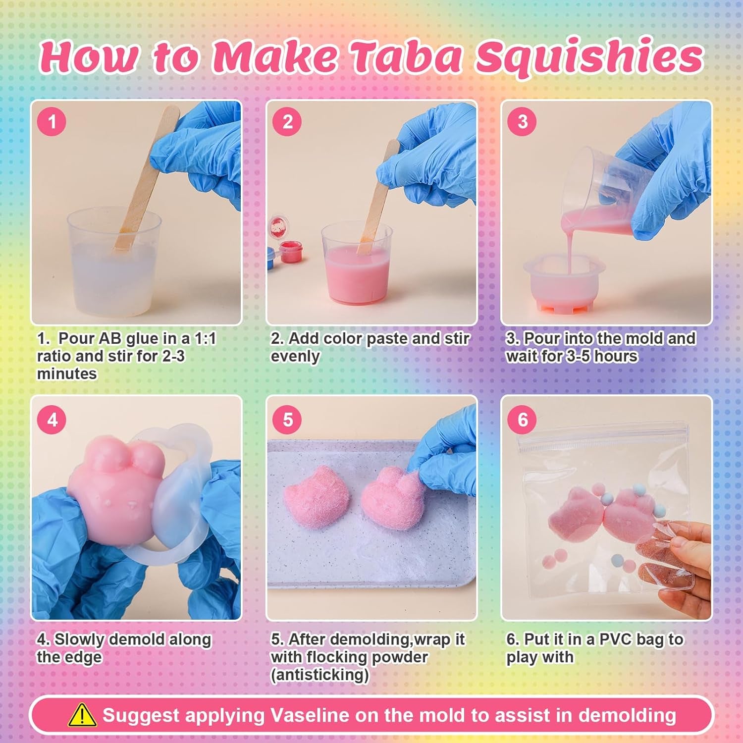 Taba Squishy Making Kit, DIY Taba Squishy Kit,18Oz Squishy 7 Molds Silicone | DIY Making Kits Liquid Silicone 1:1 AB Ratio Epoxy Resin Mix for Squishy,Stress Relief Taba Squishies,Gifts for Any Occasion