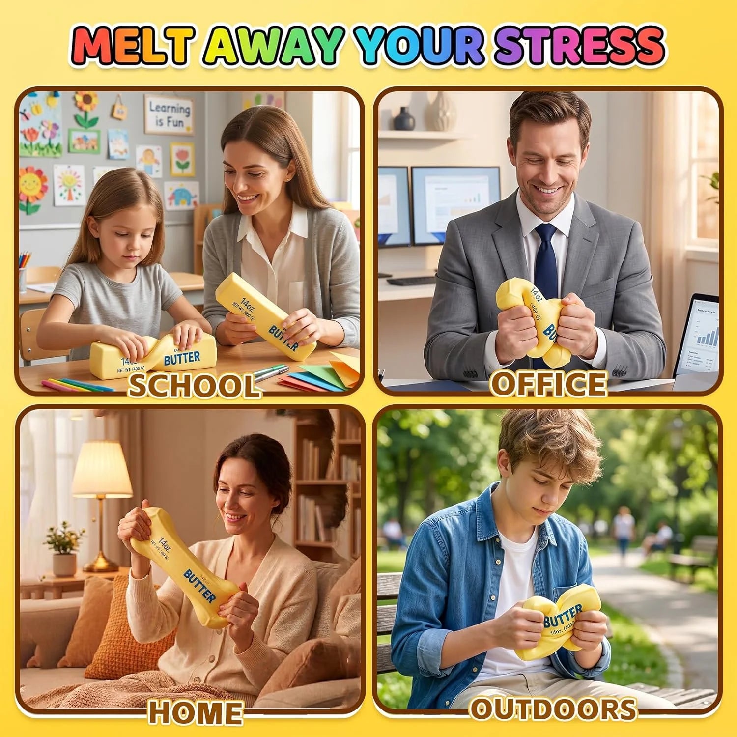 Giant Butter Squishies - Jumbo Slow Rising Stress Relief Balls and Party Favor Gift