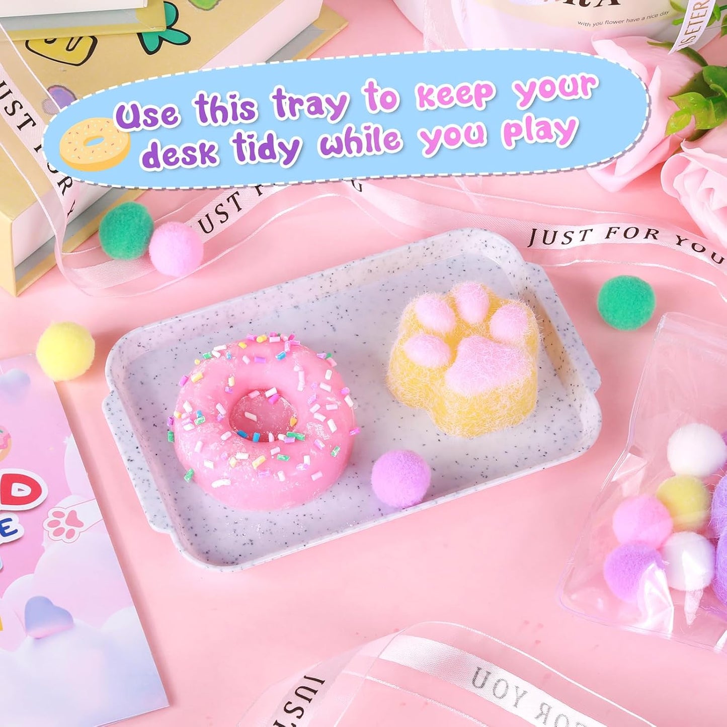Taba Squishy Kit - 18oz 1:1AB Liquid Silicone Set with 6 Molds, Bubble-Free Decompression Squishies Gift Set, Includes Guide and Flocking Powder for DIY Squishies Creation