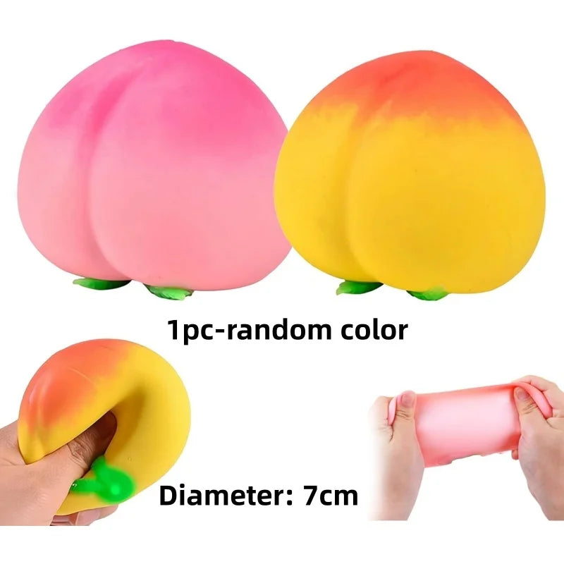 Dragon Fruit, Peach, Orange, Durian, Mango, Banana, and Strawberry Soft Squeeze Stress Relief Fidget Toy for Office and Home