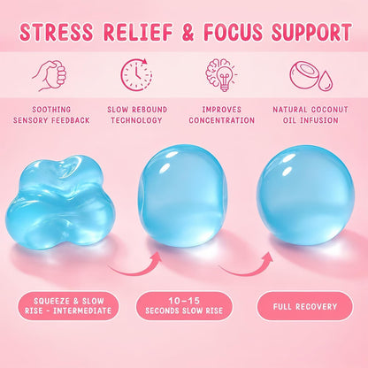 2-Pack Coconut Oil Stress Balls, 2026 Edition Soft Squeeze Stress Relief Toys, Slow Rising Portable Desk Squishies for Relaxation and Stress Management