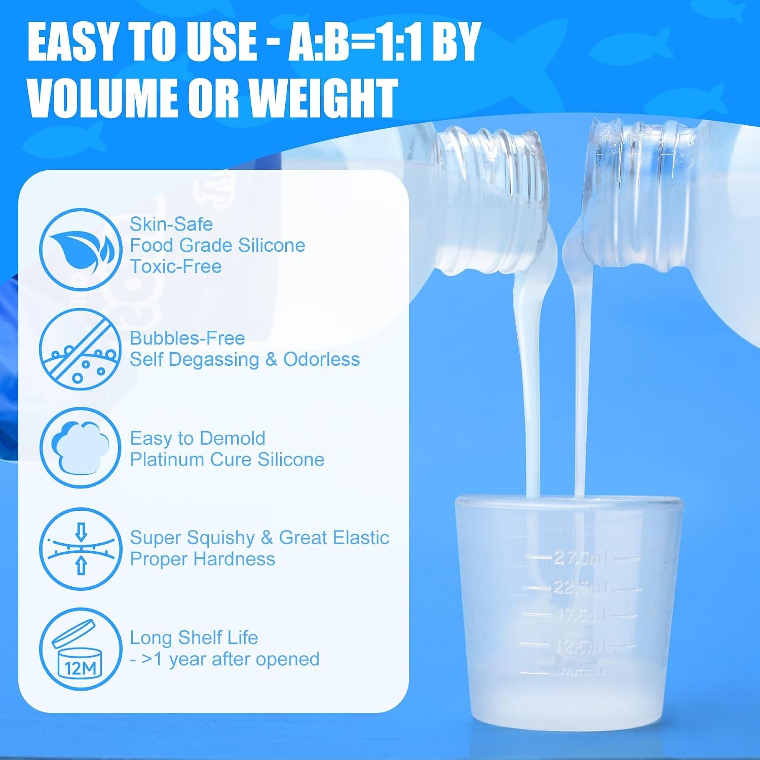 Liquid Silicone for Taba Squishy Kit - 7oz Fast-Cure Gel with 1:1 AB Ratio, Ultra-Soft Silicone Rubber for Squishy Creation, Cat Paw Casting, Ideal DIY Decompression Gift for Beginners