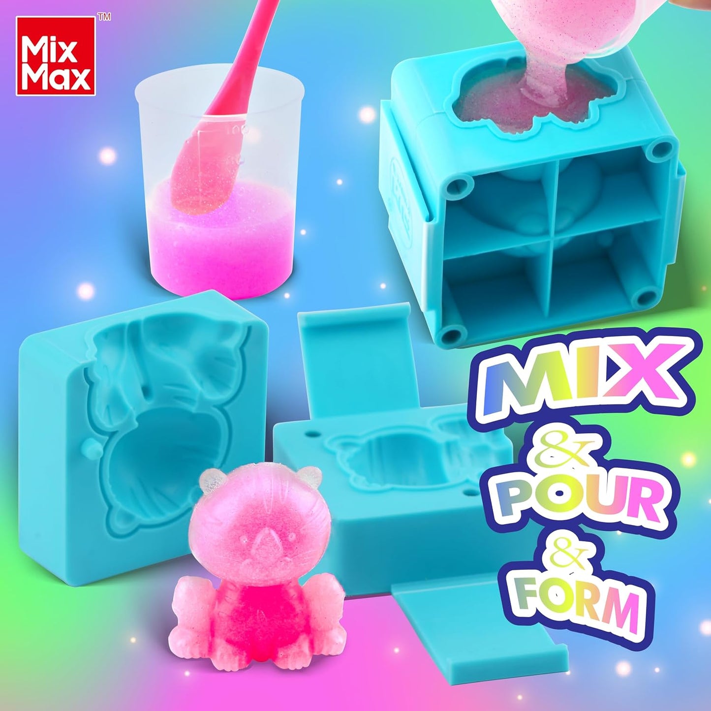 DIY Squishy Toy Making Kit - 6 Pack Rubber Doll Craft Set for Kids Ages 6-12, Glow-in-the-Dark Jumbo Glitter Silicone Crafts for Parties