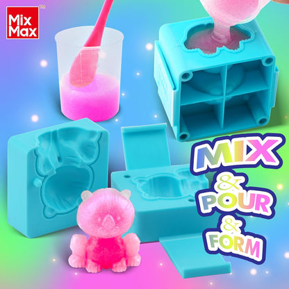 DIY Squishy Toy Making Kit - 6 Pack Rubber Doll Craft Set for Kids Ages 6-12, Glow-in-the-Dark Jumbo Glitter Silicone Crafts for Parties