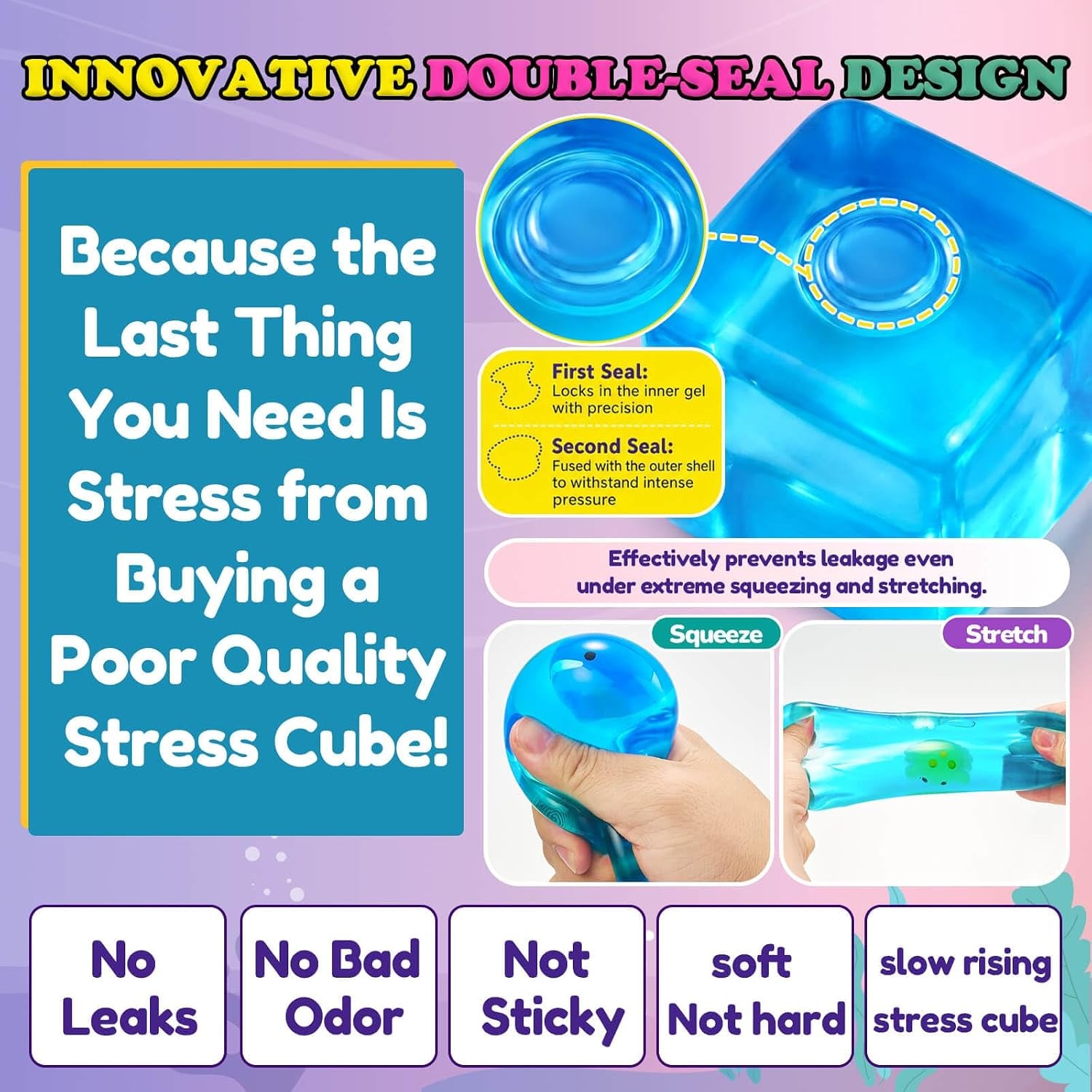 Glow in the Dark Crab Stress Relief Fidget Cube - Sensory Squishy Toy for Kids and Adults, Ideal for Autism and Anxiety Management, Perfect for Easter Basket Stuffers